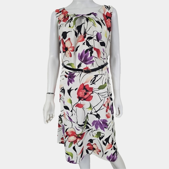 Alyx Woman Belted Floral Fit & Flare Midi Dress Size 16 - Picture 5 of 13